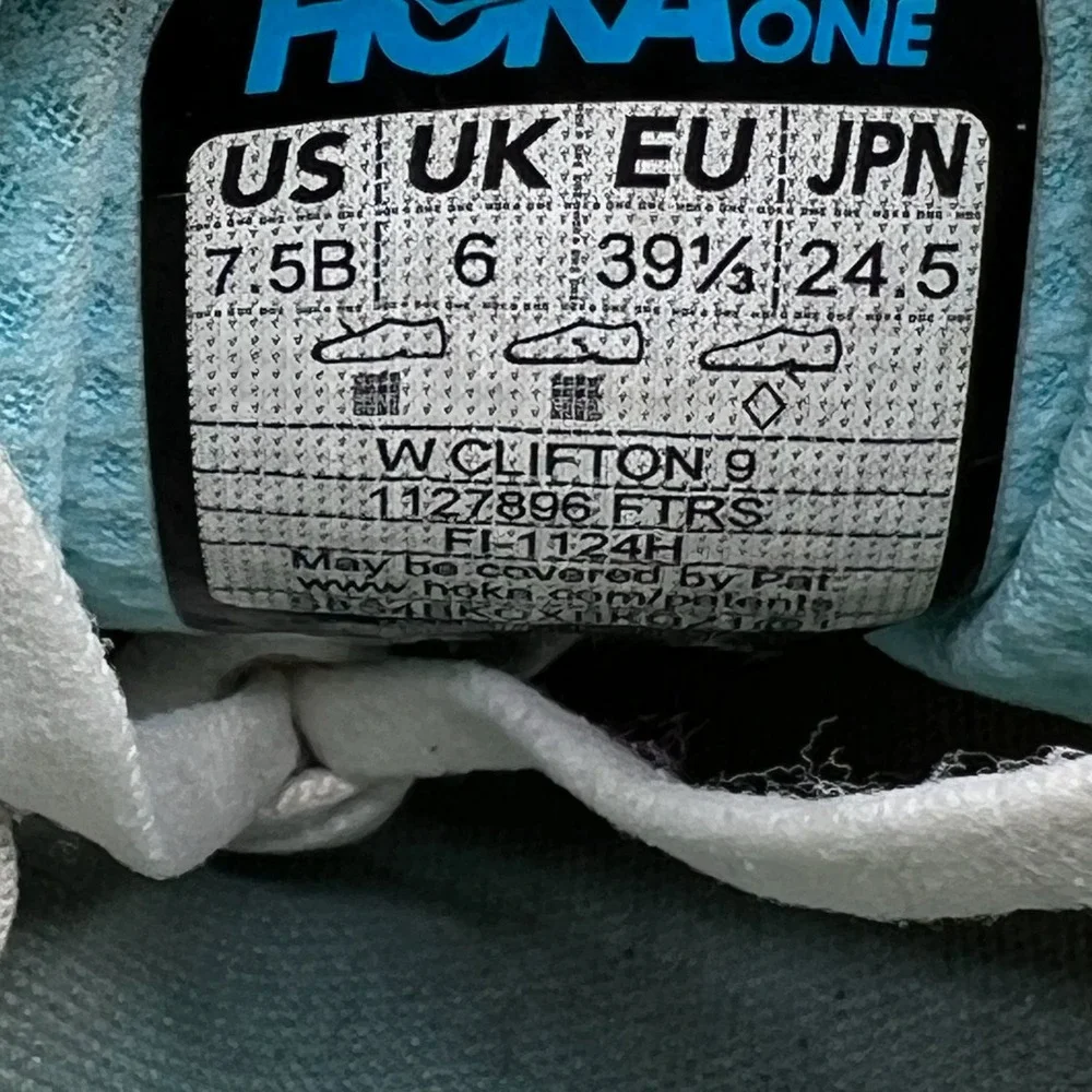 Hoka One One Clifton 9 Women's 7.5 Frost Blue White Running Shoes 1127896 FTRS